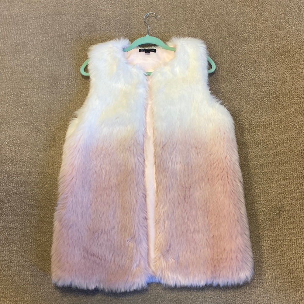 INC pink ombré faux fur vest s/m